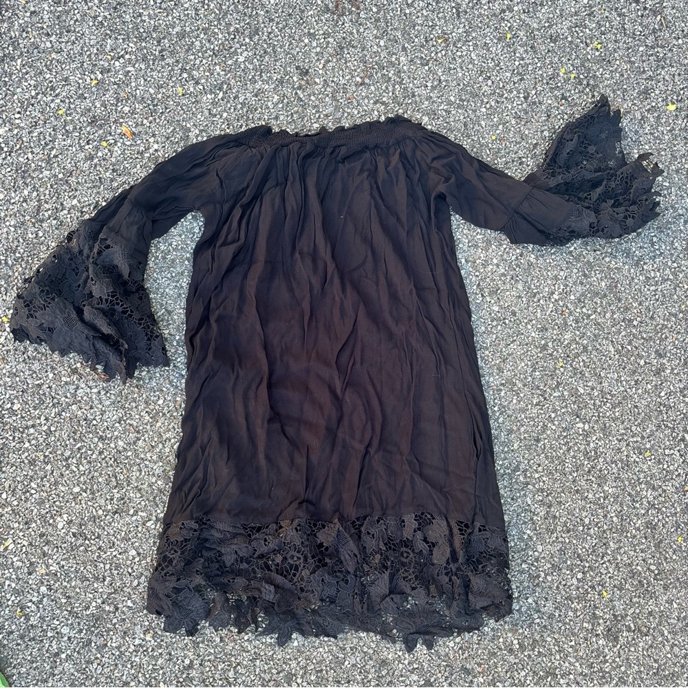 Black dress with lace trims